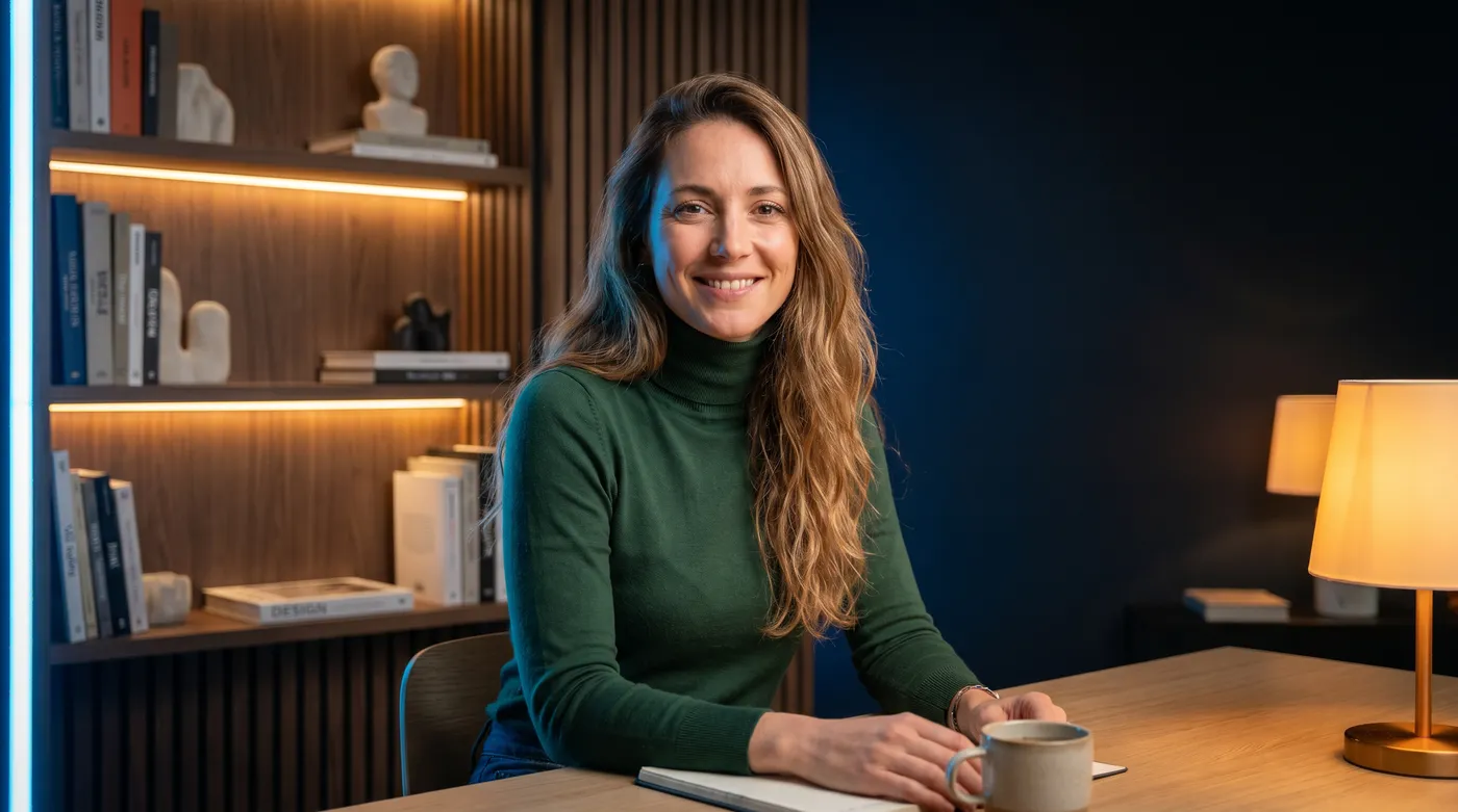 Création de site internet à Angers : professionnel dans un studio moderne au ton bleu Inleven