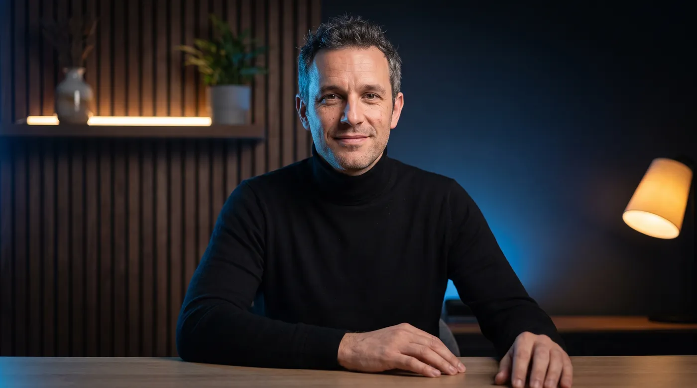 Création de site internet à Paris : professionnel dans un studio moderne au ton bleu Inleven